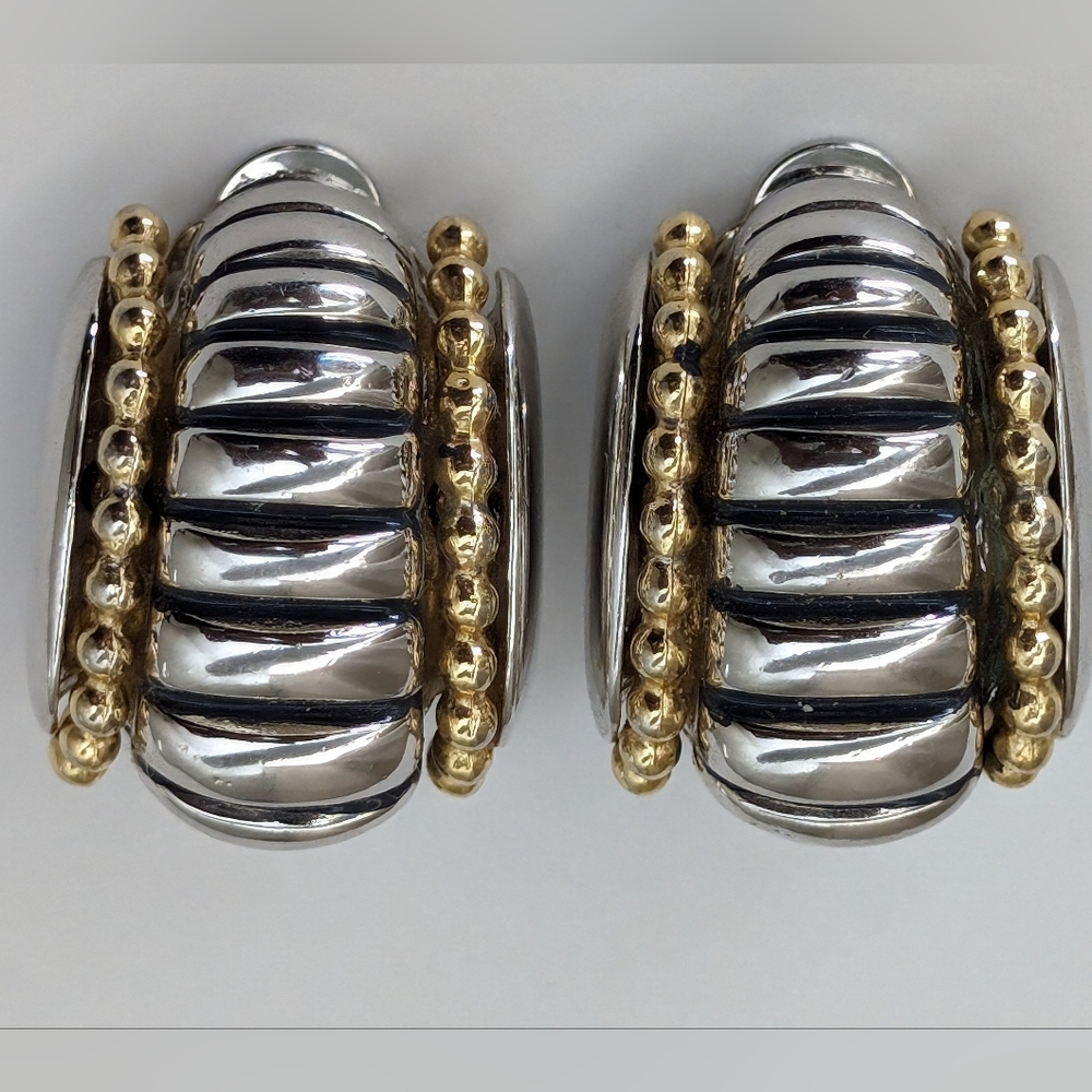 Vintage T*J High End Renaissance Revival Design Clip-on Earrings